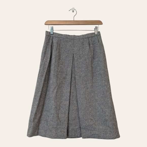 🩶 Vintage Wool Tweed Pleated A-Line Midi Skirt, XS/S - Picture 3 of 10